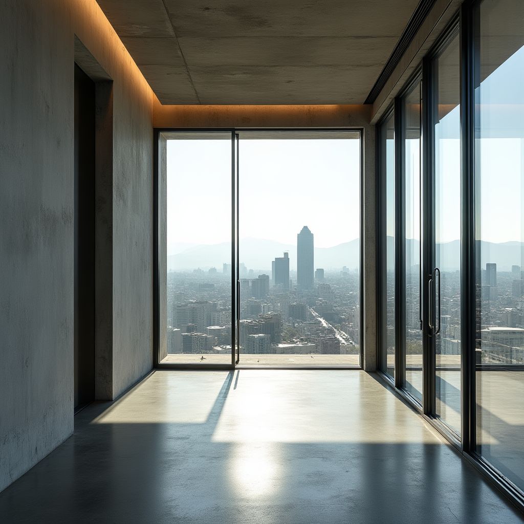 Oficina moderna con vista a la ciudad de Santiago