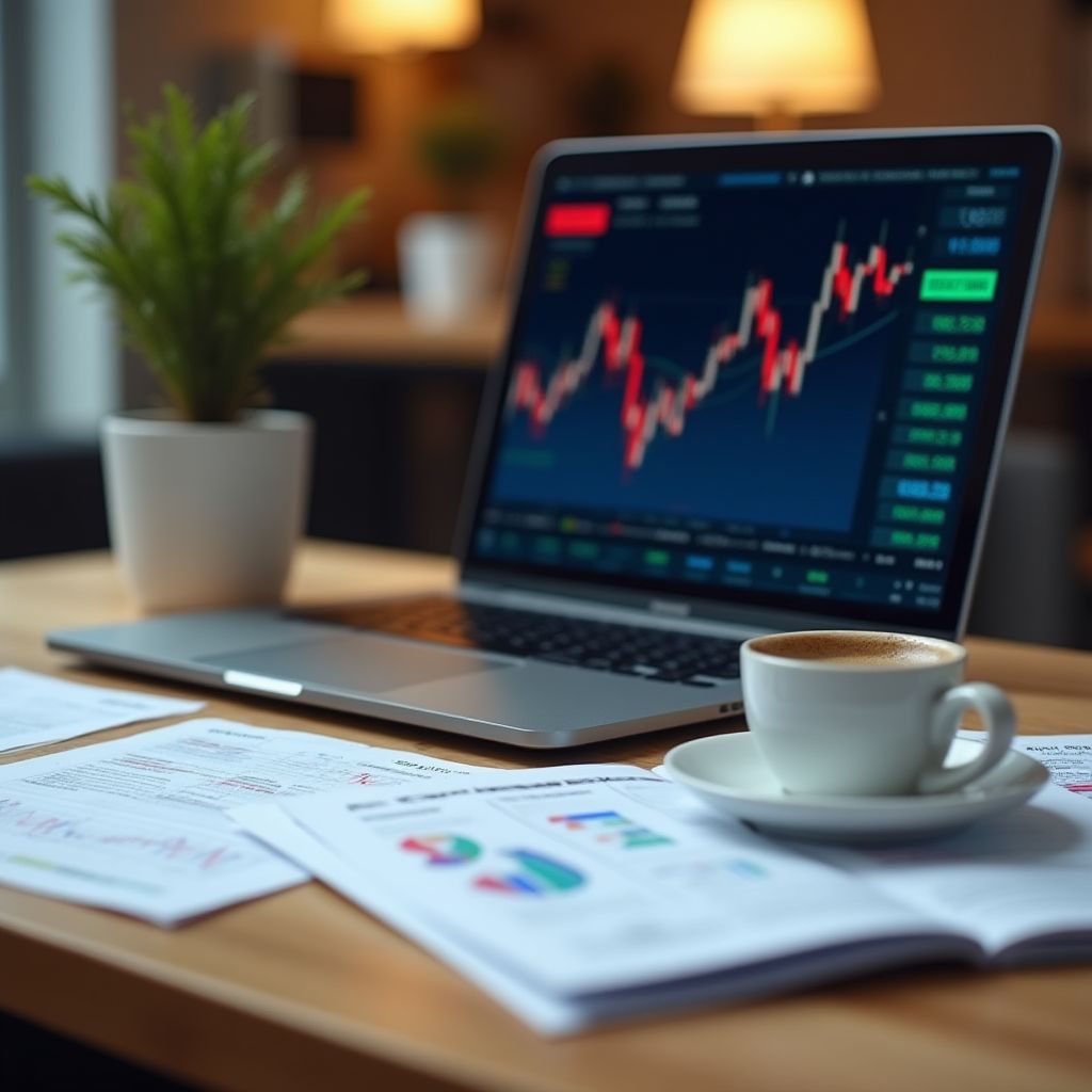 Detalle de un escritorio con análisis financiero